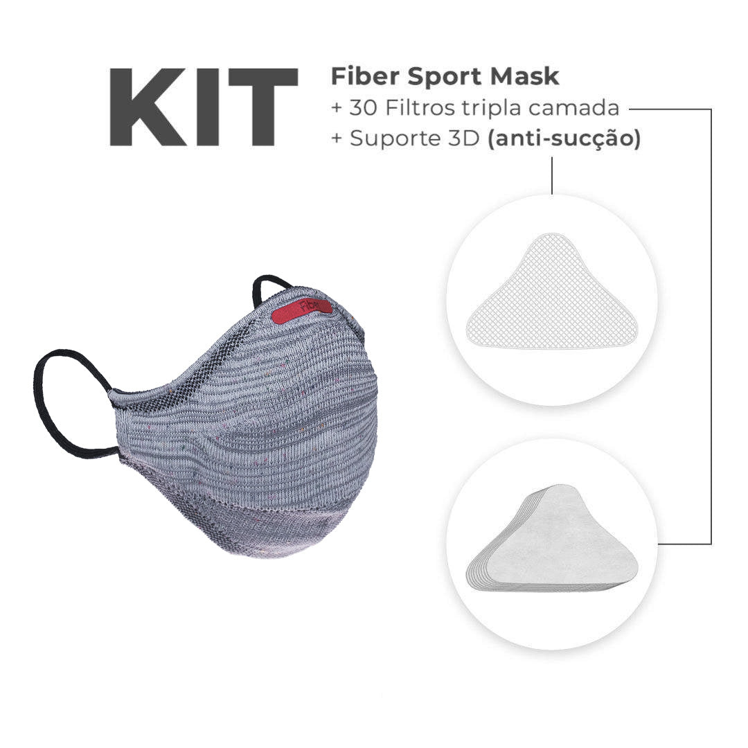 Kit Máscara Fiber AIR + 30 Filtros de Proteção + Suporte