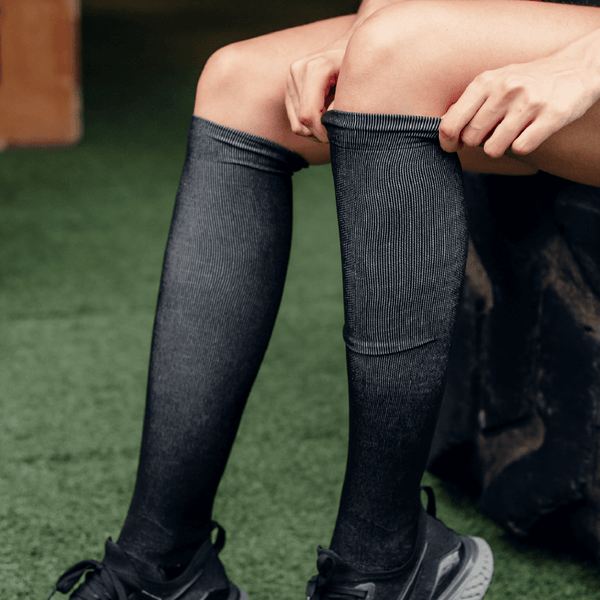 Meia de recuperação em uso após o treino