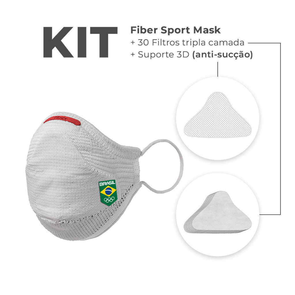 Kit Máscara FIBER AIR COB Branca + 30 Filtros de Proteção + Suporte