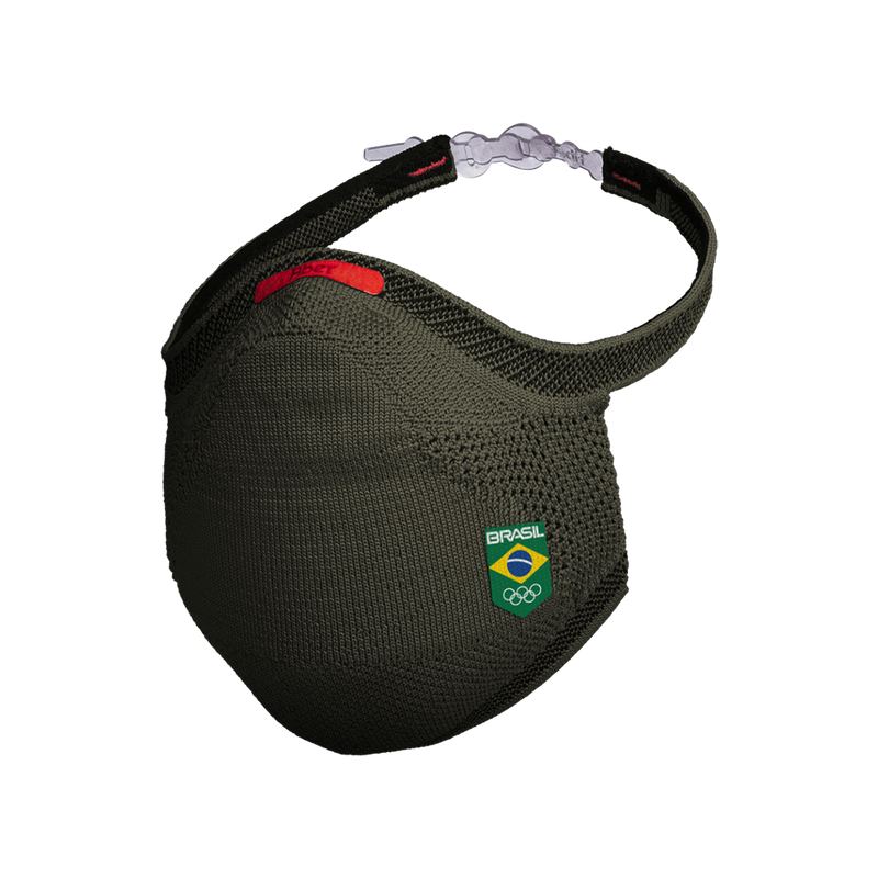Kit Máscara FIBER SPORT COB Verde Militar + Filtro de Proteção + Suporte